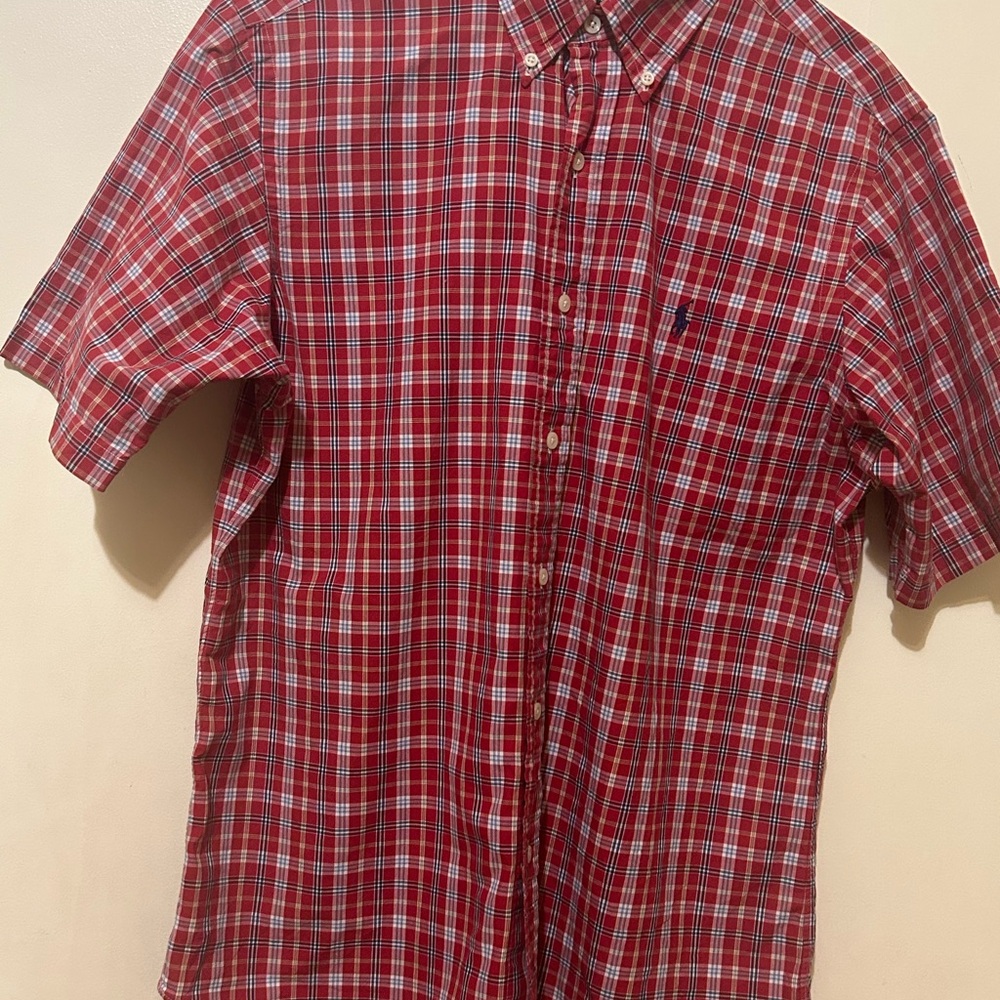 Ralph Lauren Americana Red Plaid Short-Sleeve Button-Down Shirt Sz S